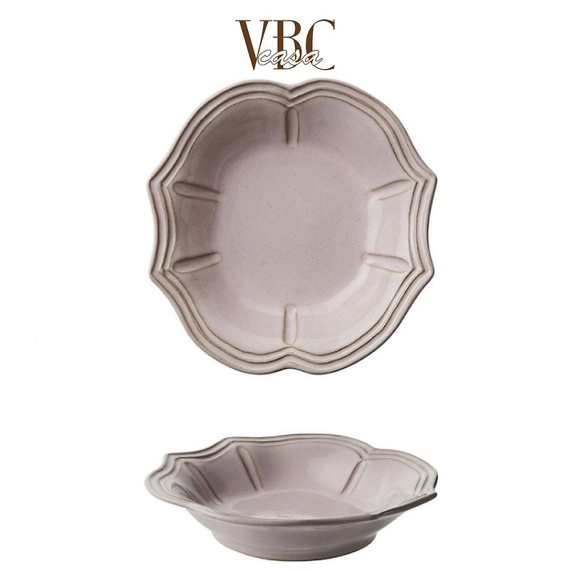 Italy VBC casa │ Baroque series 24 cm soup plate / elegant powder - จานและถาด - ดินเผา สึชมพู