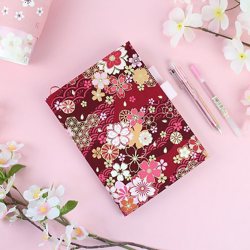 Chuyu A5/25K Flower Cloth Double Pen Book Cover/Book Cover/Mother and Baby Manual -01 - ปกหนังสือ - ผ้าฝ้าย/ผ้าลินิน สึชมพู