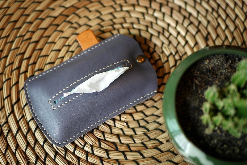 Tissue Pouch / Tissue Pocket Handmade Genuine Leather - 其他 - 真皮 藍色