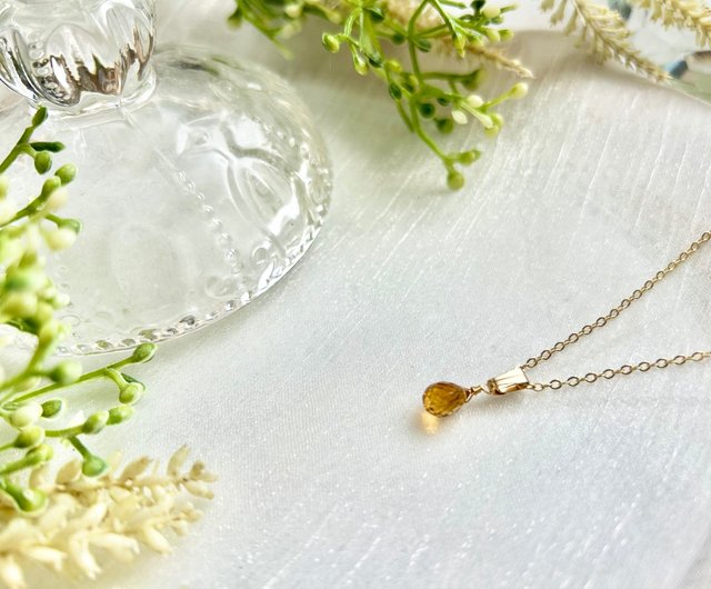 シトリンドロップカットネックレス シトリン ハンドメイド