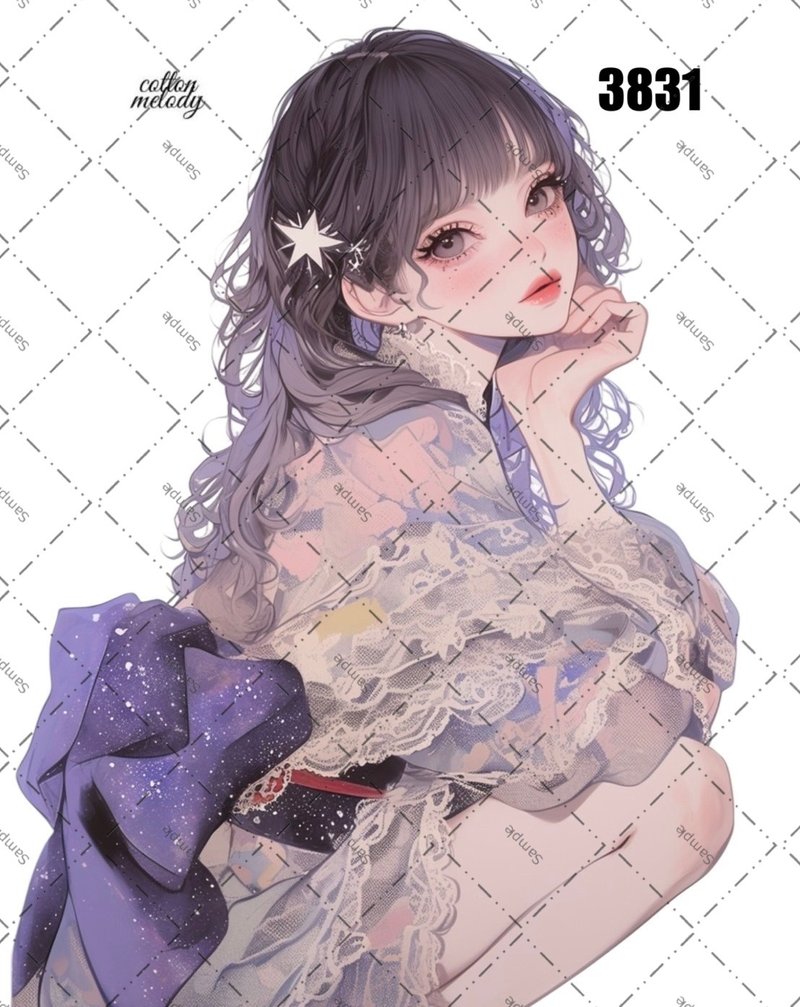 original sticker no.3831 人物ステッカー オリジナルステッカー オリジナル人物ステッカー 装飾ステッカー cotton melody - 貼紙 - 紙 