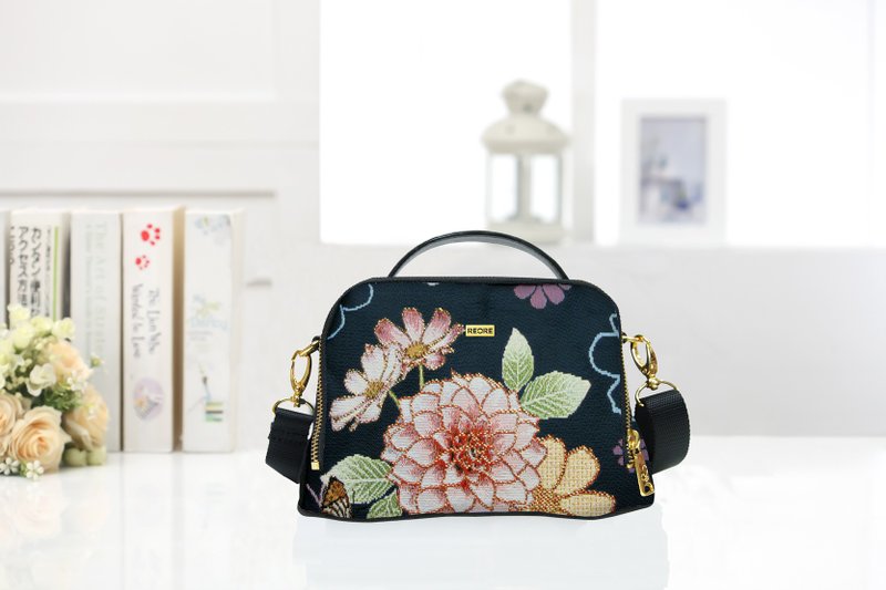 斜背包 手提 / 防潑水 平織緹花 賞夜菊 卡洛兒 多花色 - 側背包/斜背包 - 其他材質 