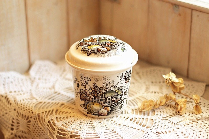 【Good day fetus】 British Vintage brand hand-painted sugar cans - Food Storage - Porcelain Gold