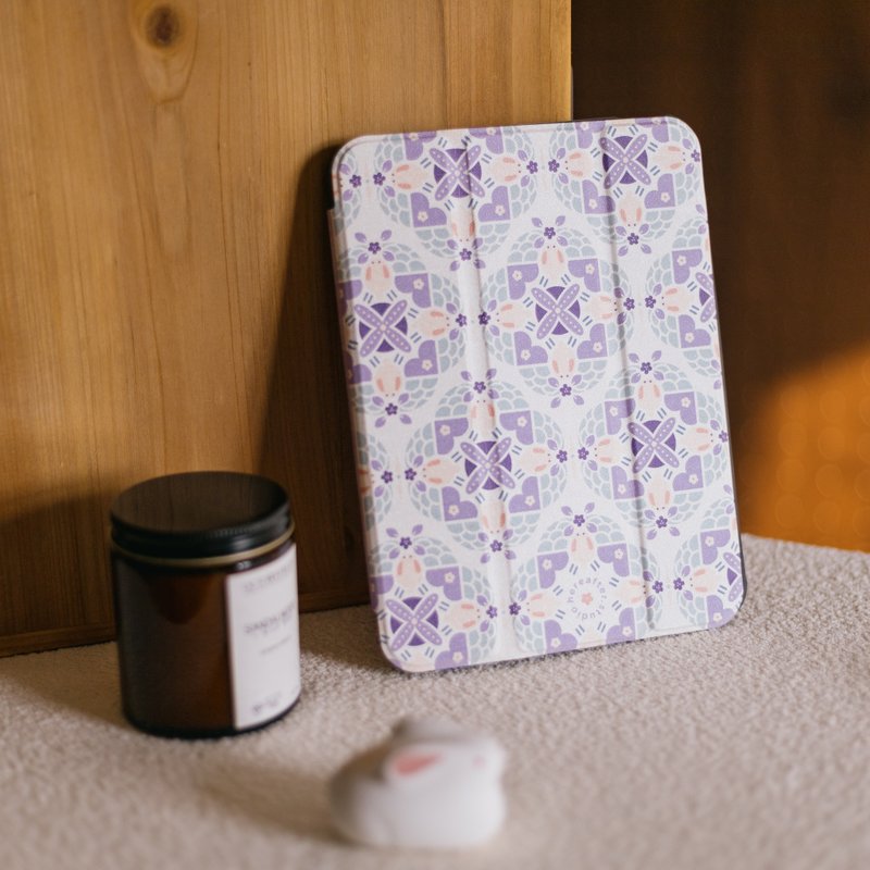 【iPad Case】Moonlight Rabbit/Tile Series Purple - เคสแท็บเล็ต - ซิลิคอน สีม่วง