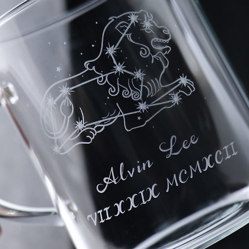 MSA玻璃雕刻 360cc【獅子座】星座客製化 日本HARIO刻字耐熱馬克杯 小巧耐熱杯