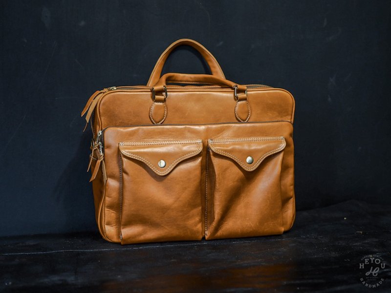 Leather Briefcase 植鞣皮革公事包 - 公事包 - 真皮 多色