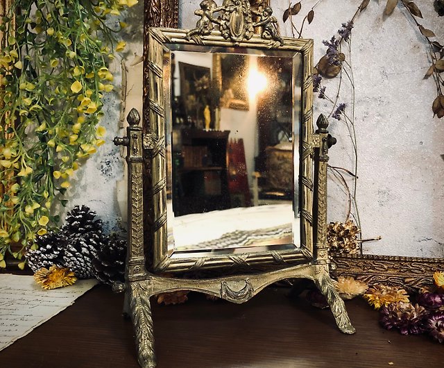 新色入荷貴重！フランスアンティーク　アールヌーボー天使のミラー鏡　ヴィンテージインテリア/化粧40’s50\'s店舗什器アールデコ英国北欧雑貨 店舗什器