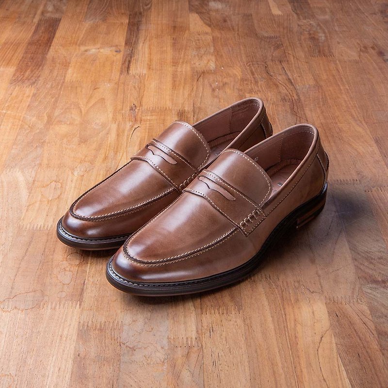 Vanger elegant beauty‧American classic polish color Penny loafers Va212 coffee - Men's Casual Shoes - Genuine Leather Brown