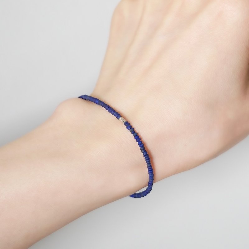 Afghanistan Lapis lazuli & Karen silver bracelet - Bracelets - Gemstone Blue