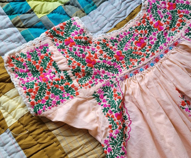 BajuTua/ヴィンテージ/メキシコオアハカフラワー刺繡トップ