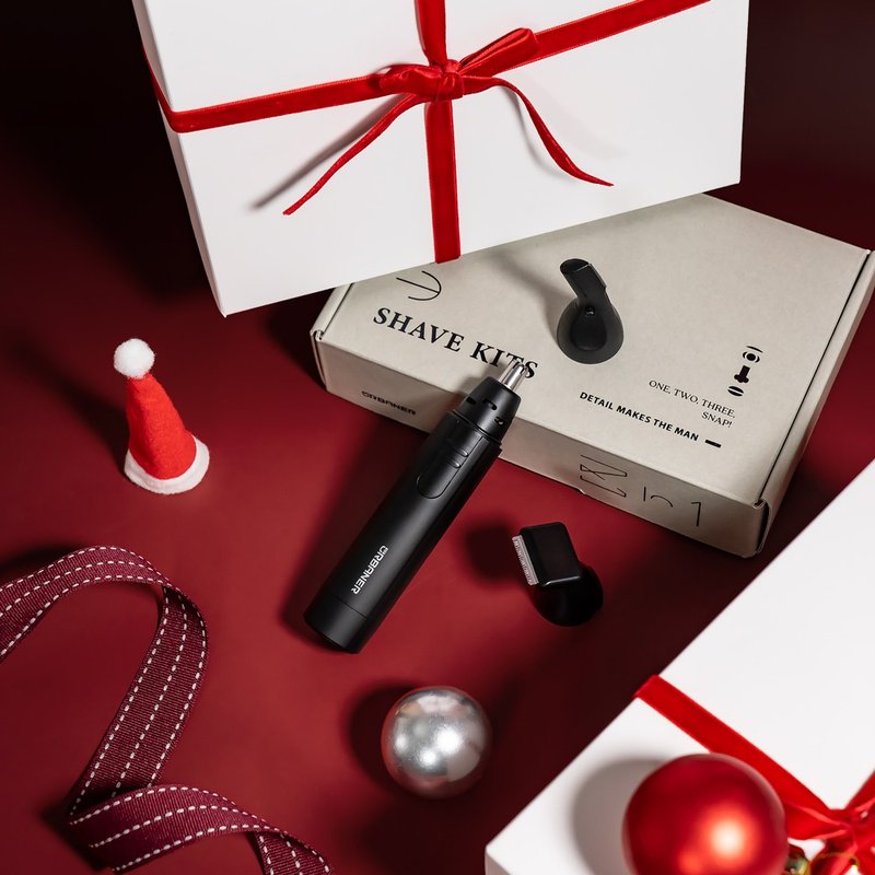 【客製化 三合一修鬍組】限量禮盒 鼻毛修鬍刀 男生禮物聖誕禮物 - 男性保養/清潔/修容工具 - 防水材質 黑色