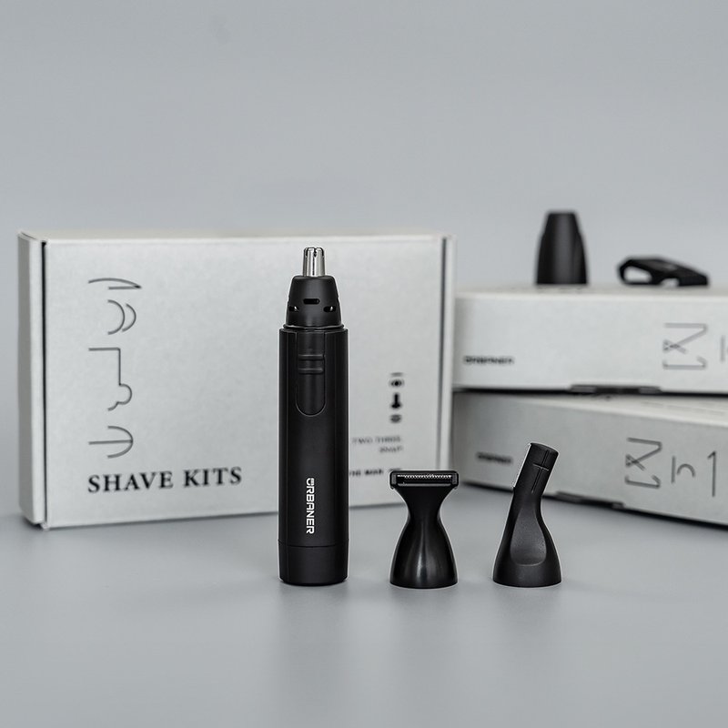 【客製化 三合一修鬍組】限量禮盒 鼻毛修鬍刀 情人節禮物 - 男性保養/清潔/修容工具 - 防水材質 黑色