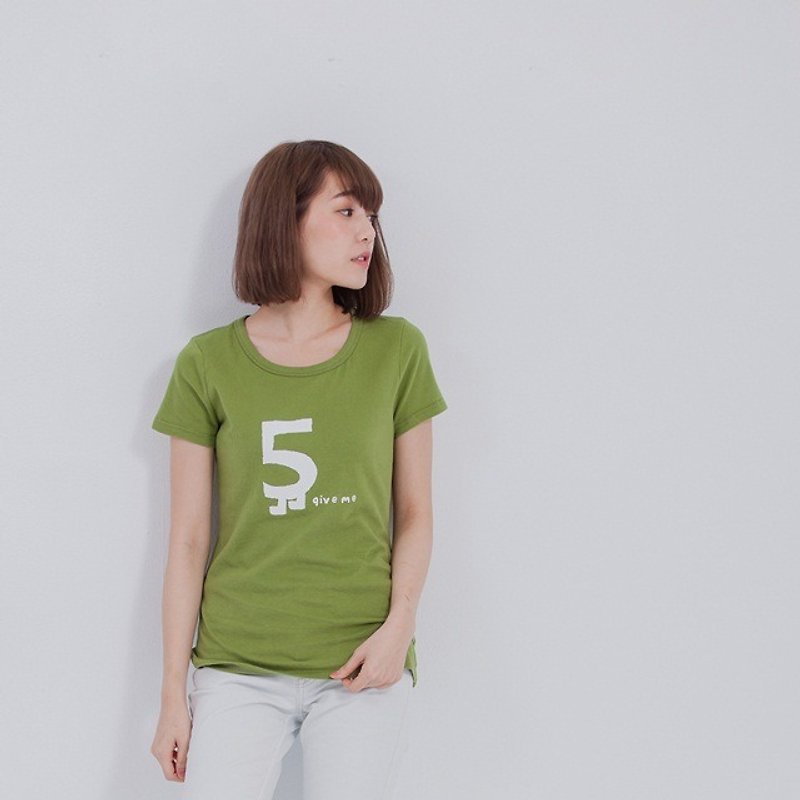 Give me 5 peach cotton T-shirt Women - Women's T-Shirts - Cotton & Hemp Green