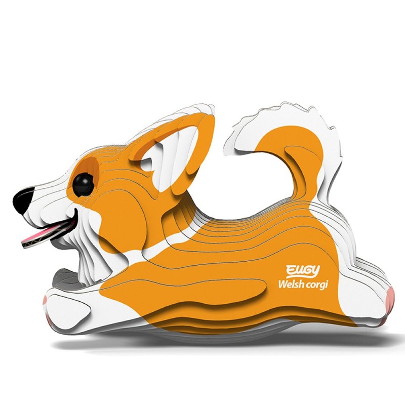 EUGY 3D坑紙拼圖 - 080 威爾士科基犬 | 狗 辦公室小物 公仔 拼圖 - 拼圖 - 紙 橘色