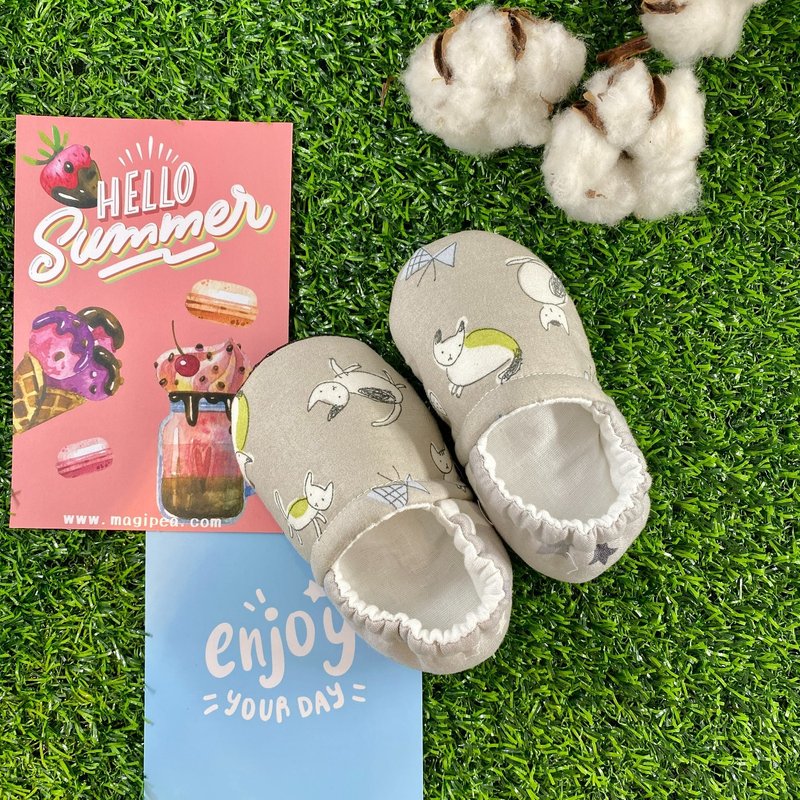 [Autumn and Winter New Fashion] Cute Essential Baby Shoes (11cm)-Gray Cat - รองเท้าเด็ก - ผ้าฝ้าย/ผ้าลินิน 