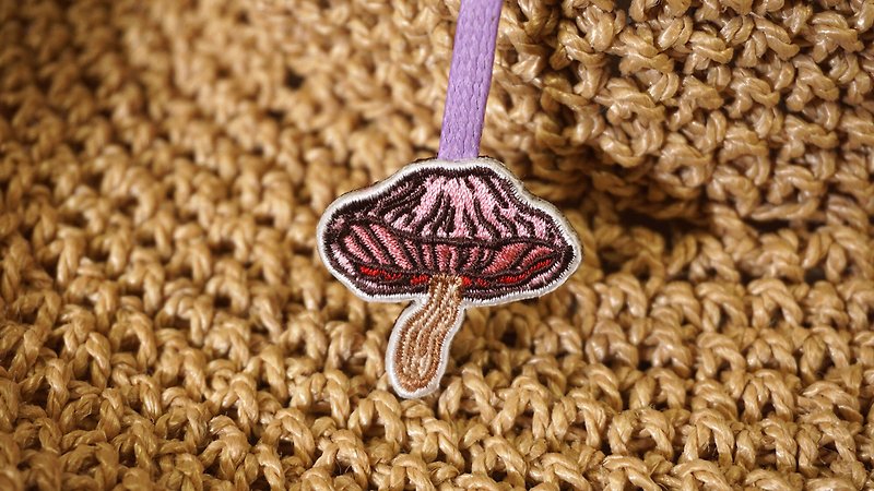 Happy Earth | Haole Mushroom Embroidered Bookmark-a - Notebooks & Journals - Thread Purple
