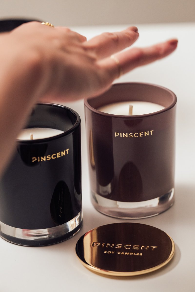 精油蠟燭 6支經典香氛 165g PINSCENT - 香氛/精油/擴香 - 蠟 黑色