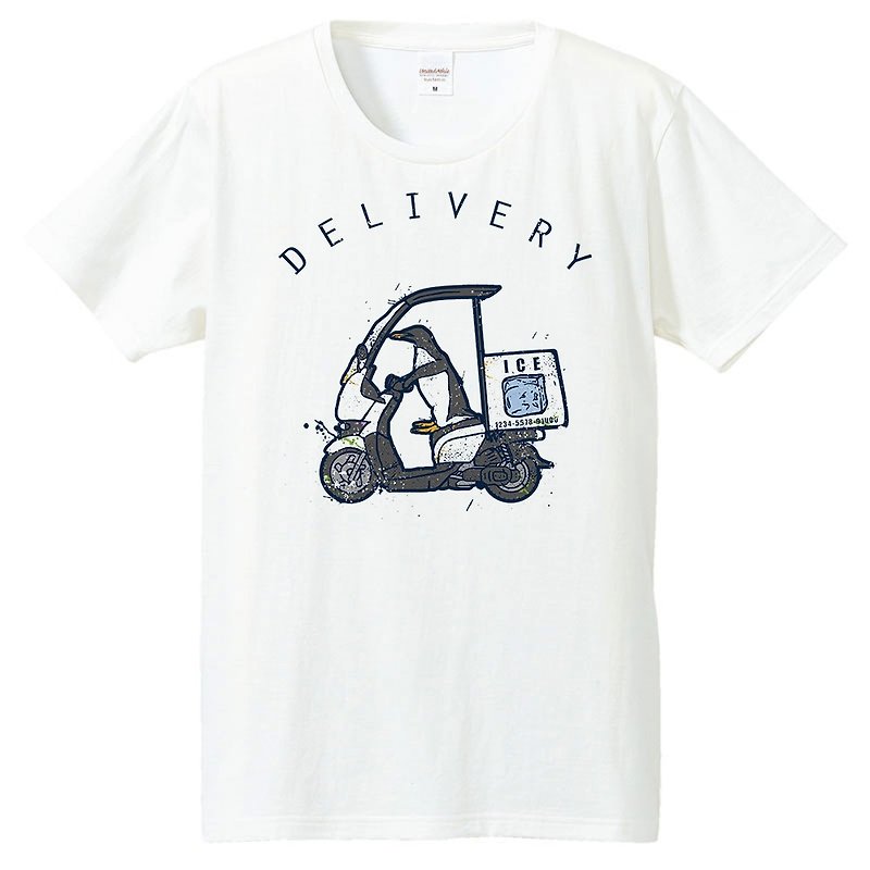 T-shirt / Delivery Penguin - T 恤 - 棉．麻 白色