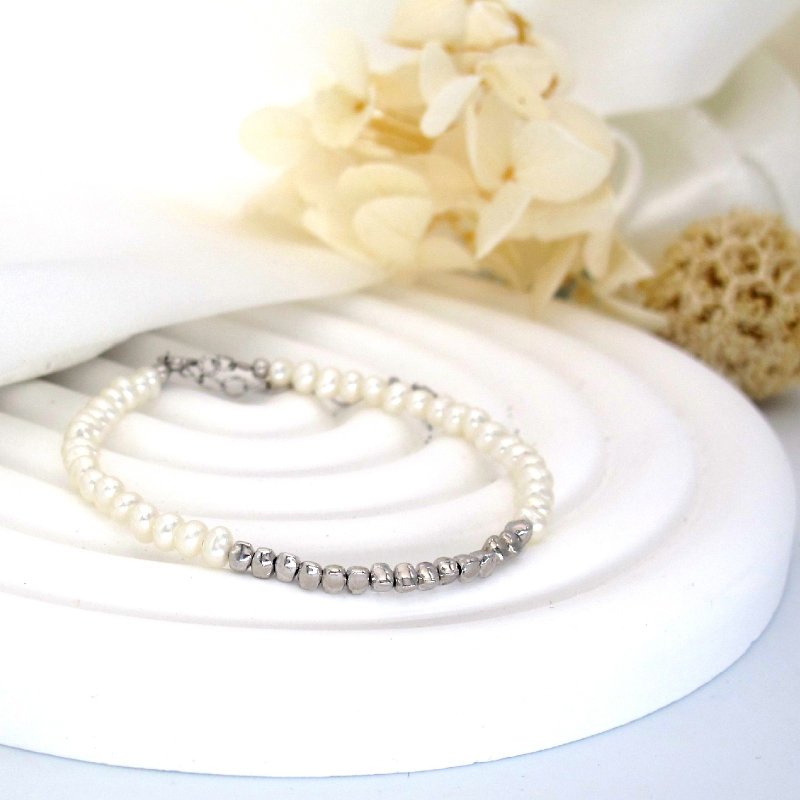 Pearl | 925 Sterling Silver Natural Freshwater Pearl Bracelet - สร้อยข้อมือ - เงินแท้ 