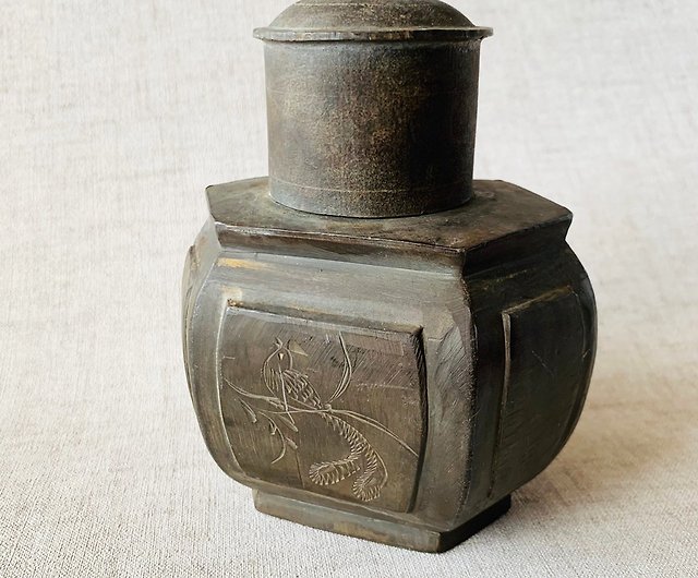 中國清代厚錫花鳥雕飾茶罐│ 金屬工藝品古典雅致古件老物- 設計館瑞文