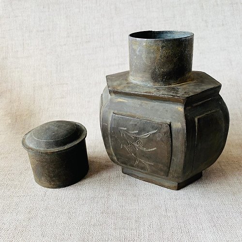 錫制茶罐 錫萬自造款 古美術 - 工芸品