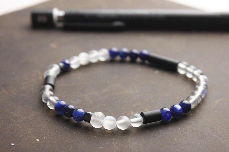 Moonlight | Moonlight // Moonstone Labradorite Stone Natural Stone Sterling Silver Bracelet // - Bracelets - Gemstone Black