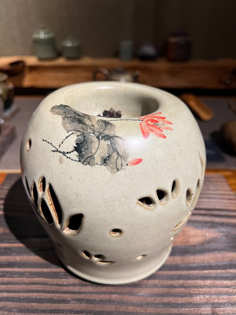 Ink lotus pottery lamp - Fragrances - Pottery Khaki