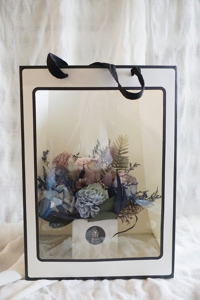 Dry flower pot flower birthday gift graduation gift Valentine's day - Dried Flowers & Bouquets - Plants & Flowers Blue