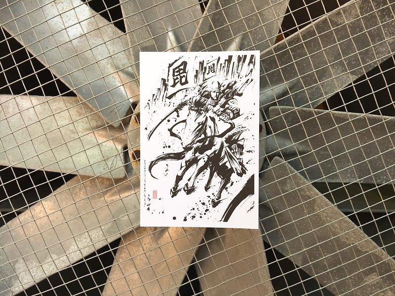 [Uesugi Kenshin-5]-Ink Painting Postcard / Japanese Warring States Period / Hand-painted / Ink Painter / Collection / Military Commander - การ์ด/โปสการ์ด - กระดาษ สีดำ