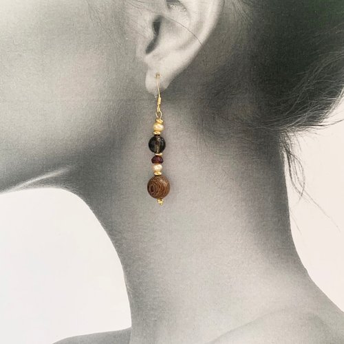 Lux Jewelry 天然石/手作輕珠寶 14KGF 真實之眼 紅石榴耳鉤
