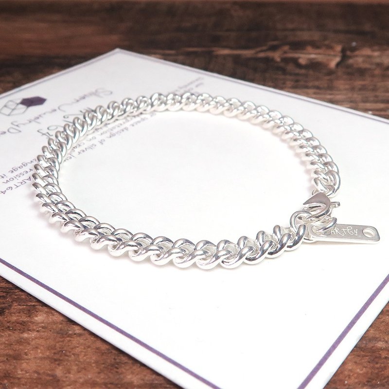 Round Cord Bracelet - Classic Edition (5.3mm Chain) 925 Sterling Silver Engraved Bracelet - สร้อยข้อมือ - เงินแท้ สีเงิน