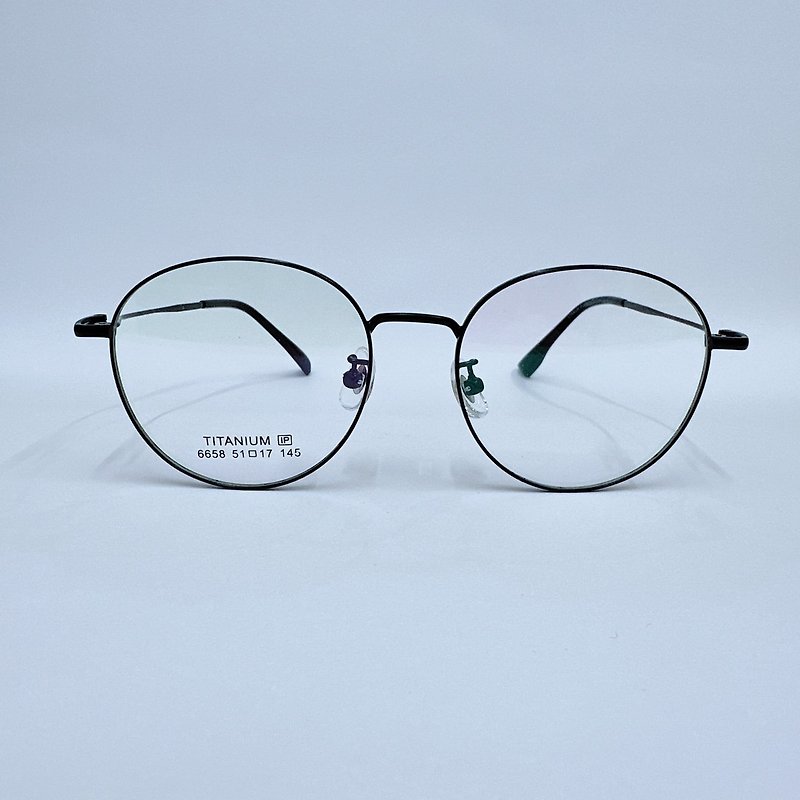 站內最高等級UV420濾藍光0度眼鏡│典雅圓款彈性鈦合金05 - 眼鏡/眼鏡框 - 其他金屬 黑色