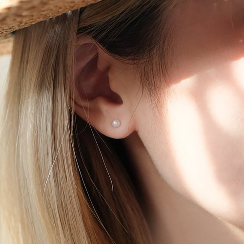 Beau Jewelry 純銀珍珠3mm耳環 日常穿搭 925純銀耳環 可水洗 戴