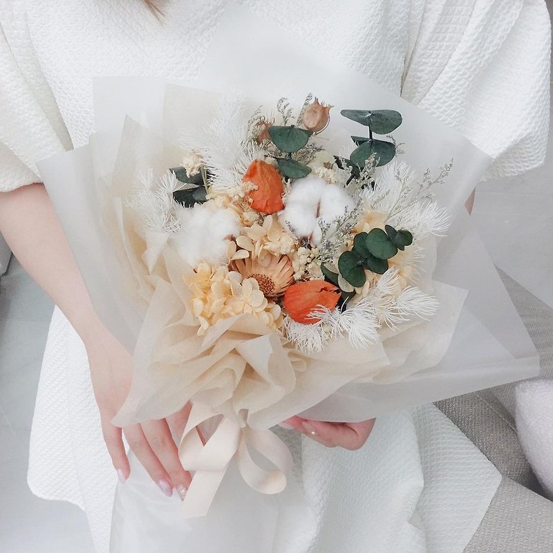 Korean Dried Flower Bouquet | Valentine's Day | Graduation Gratitude Bouquet | Graduation Blessings | Preservation - Dried Flowers & Bouquets - Plants & Flowers Orange