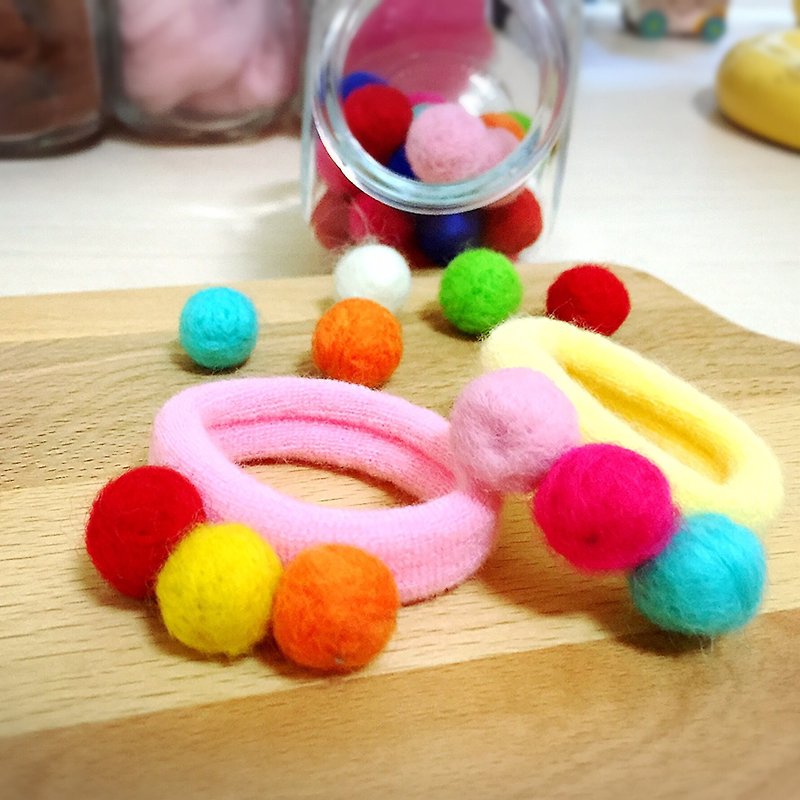 Hanju's wool. Hand-made DIY children's hair band hair tie hair accessories wool felt - อื่นๆ - ขนแกะ สึชมพู
