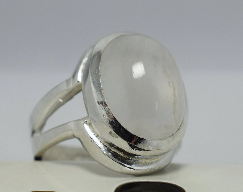 睏砑石戒指 Dur e Najaf 戒指 男款 手工戒指 天然石 925 純銀 - 戒指 - 寶石 白色