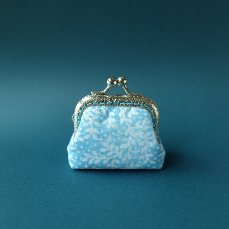 CaCa Crafts | 6.5cm 和風口金包 - 零錢包/小錢包 - 棉．麻 藍色