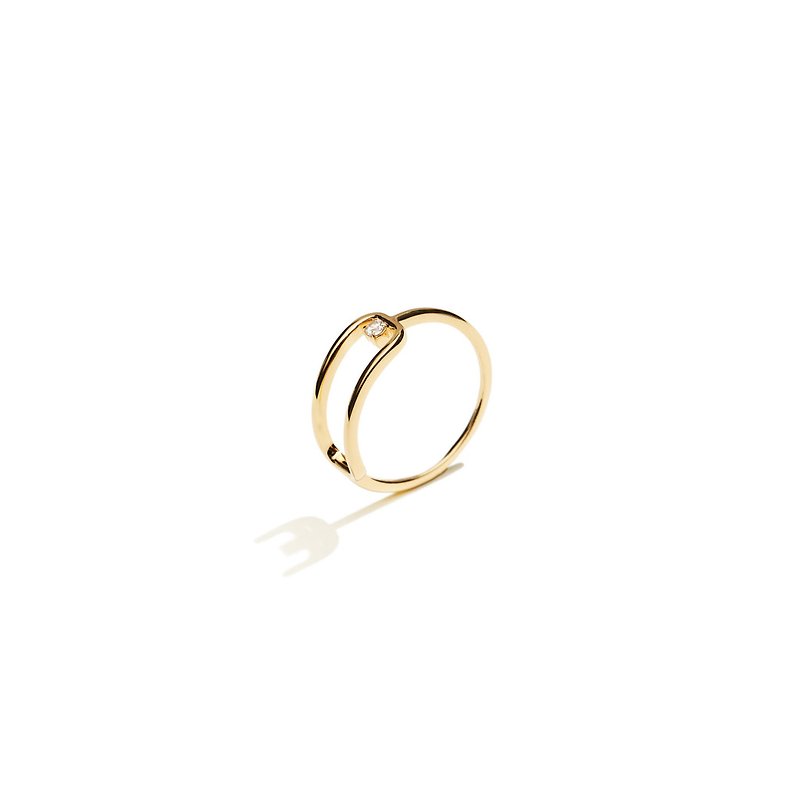 Sterling Silver General Rings Gold - Minimalist Diamond Ring 925 Silver Thick Plated 18K Gold Merge Diamond Ring