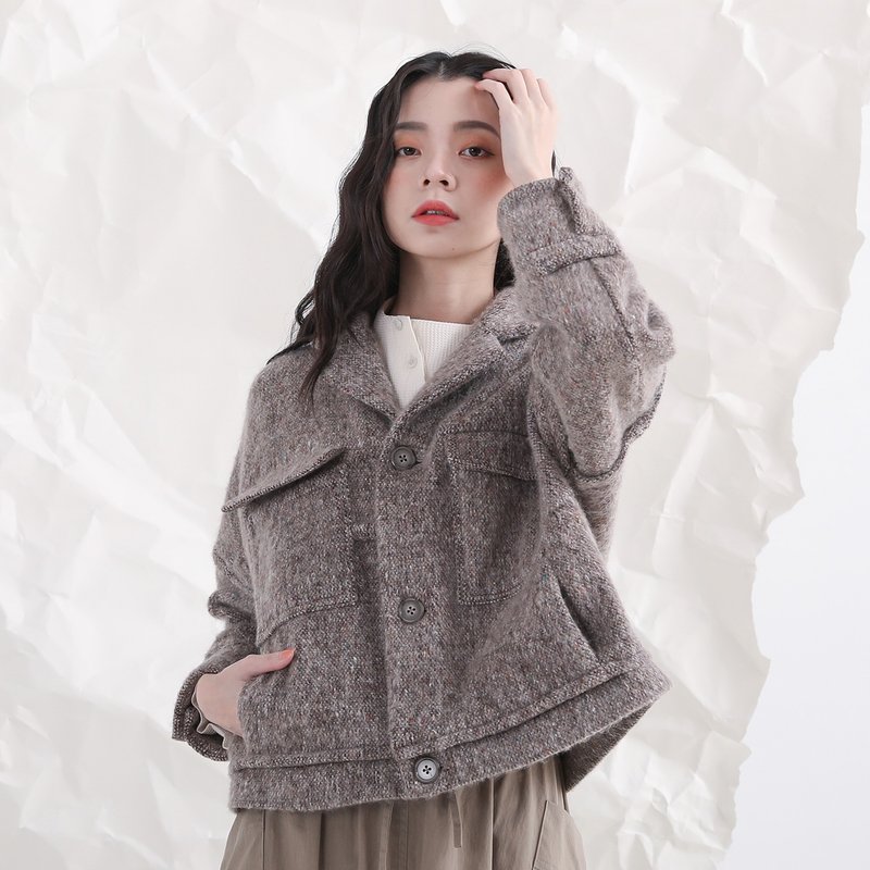 【經典原創】Langchao_浪潮工裝外套_CLO509_羊毛麻花棕 - 女大衣/外套 - 羊毛 咖啡色