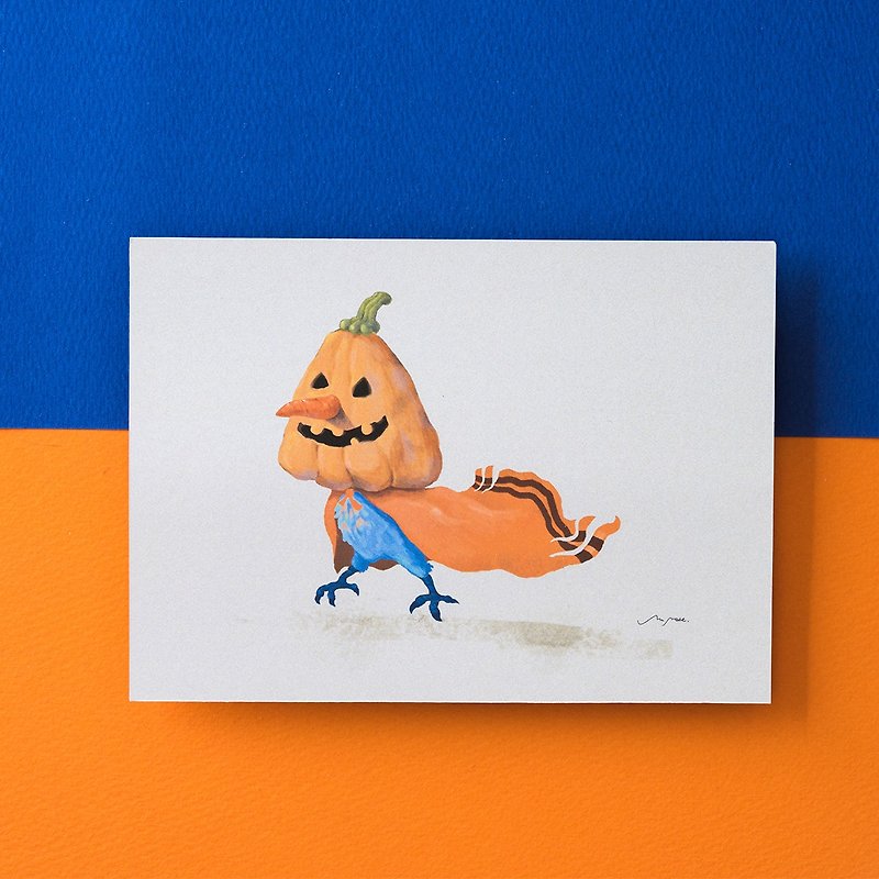 Pumpkin Bouncing Bird / Postcard - Cards & Postcards - Paper Orange