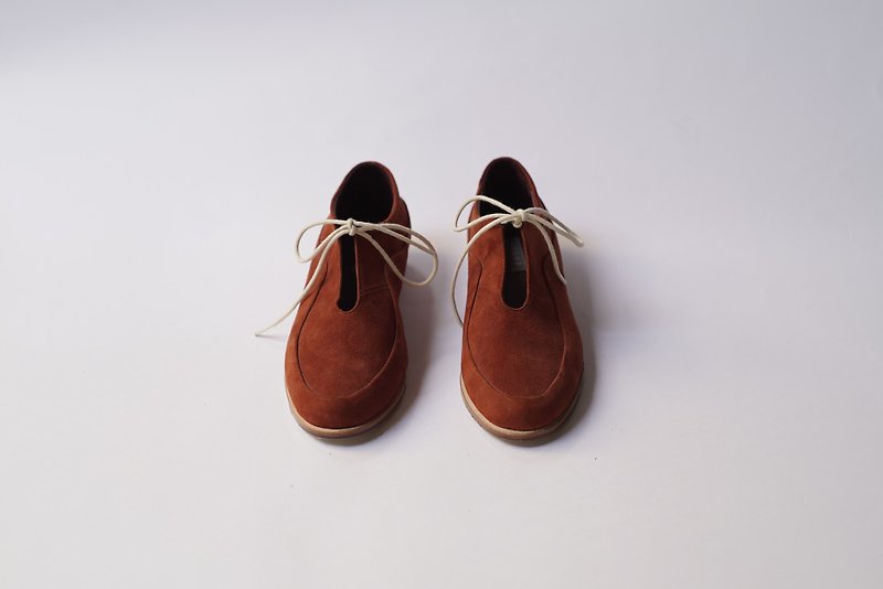 ZOODY /砂州赤/手作り靴/フラットストラップBaoxie /レンガ - ブーティー - 革 レッド