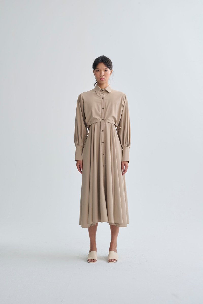 Large swing dress with hollow waist - One Piece Dresses - Eco-Friendly Materials 