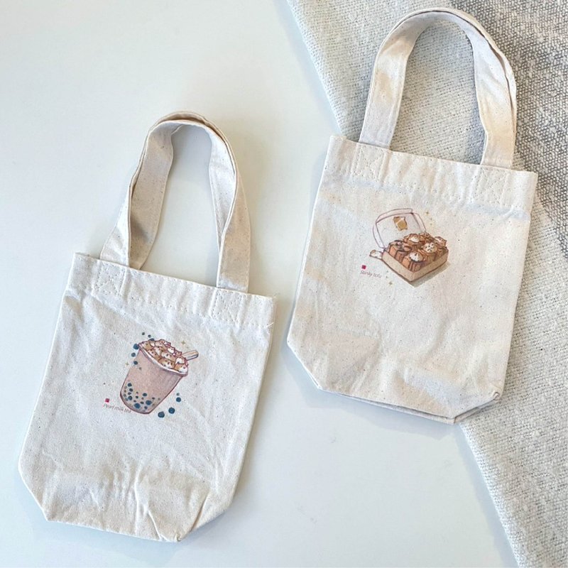 [Taiwan Food Series] Corgi Pearl Milk Tea, Stinky Tofu Drink Tote Bag/Canvas Bag/Beverage Bag - Beverage Holders & Bags - Other Materials Orange