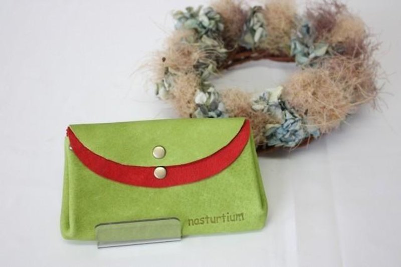 Small pigskin wallet Kimidori x Aka - กระเป๋าสตางค์ - หนังแท้ สีเขียว