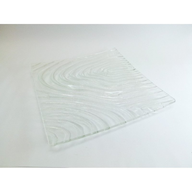 Zen swirl glass plate (50 x 50cm) - 35031 - จานเล็ก - แก้ว ขาว