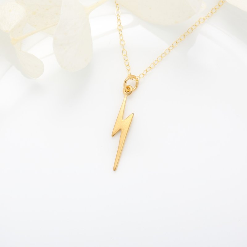 Golden Power Lightning s925 sterling silver necklace Valentine Day gift - สร้อยคอ - เงินแท้ สีทอง