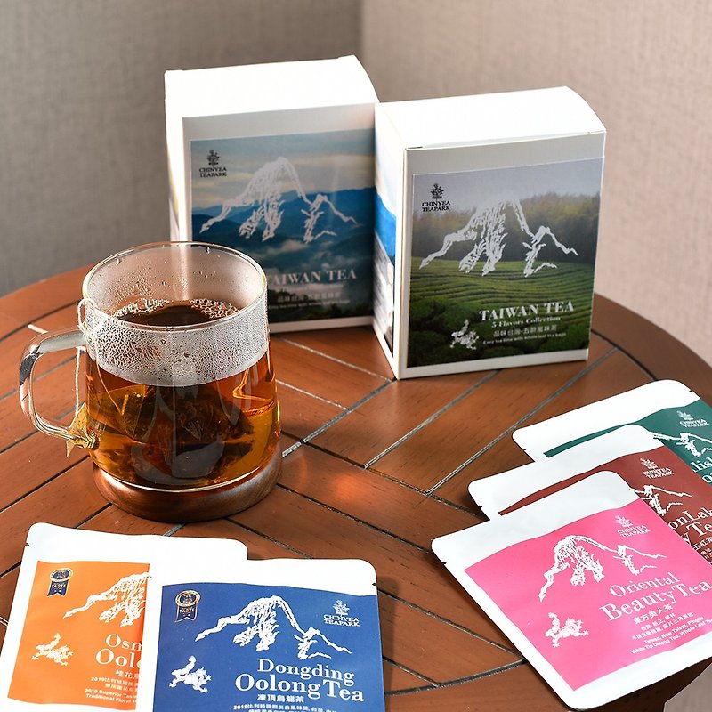 品味台灣-五款經典茶包(5入/盒) - 茶葉/漢方茶/水果茶 - 木頭 卡其色