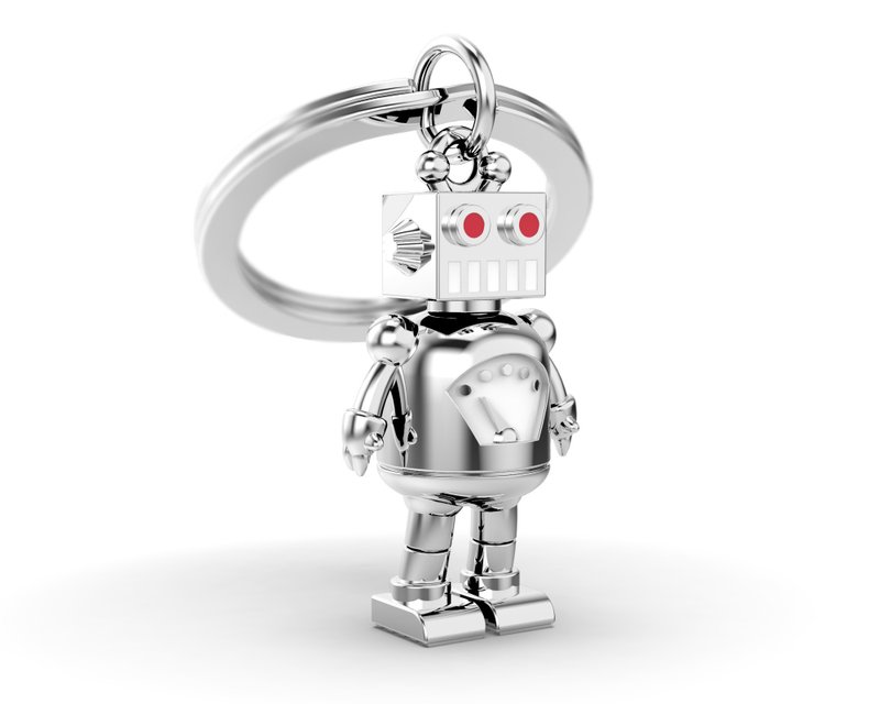 【Metalmorphose】MTM retro robot keychain charm/gift - Keychains - Other Metals Silver