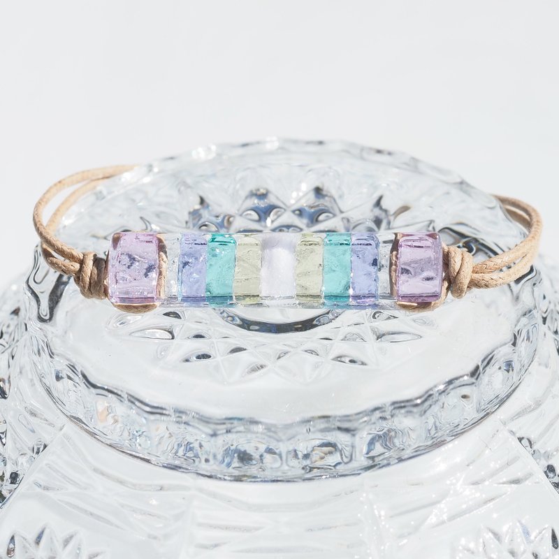 香るガラス(かおる【大】【桜パステル】)ブレスレット/アンクレット【長さ、金属フリー選べます】【受注制作】 - ブレスレット - ガラス ピンク