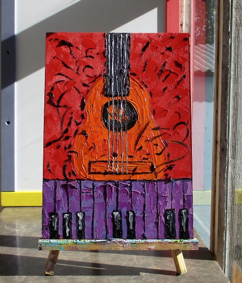 Artkingdom7 Guitar Painting New Orleans Original Artwork Music Jazz Art Rock Wall Art